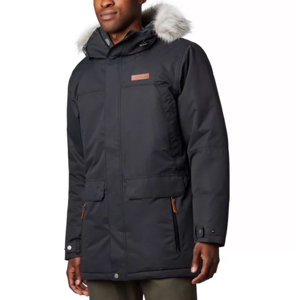 Columbia Black Waterproof/ Down Filled Coat with detachable Faux Fur Trim Medium